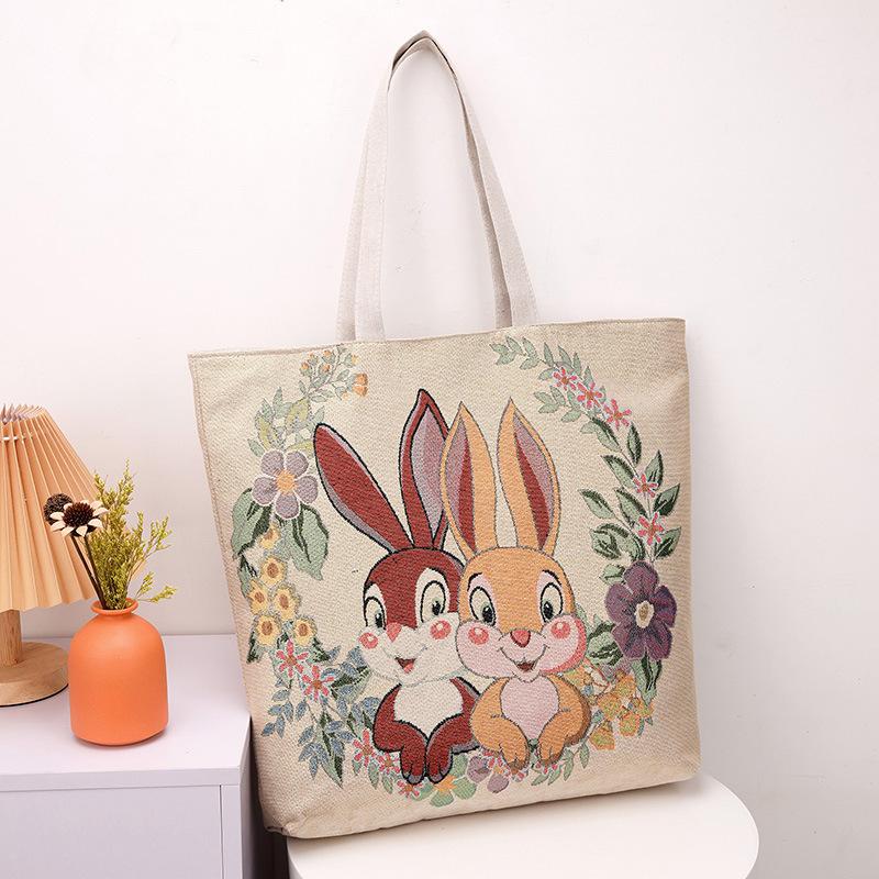 New handbag gold silk embroidered panda bag women's large-capacity shopping bag work bag