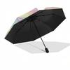 Rainbow Heart Unicorn Automatic Folding Umbrella: Portable 3-Fold Design with Iron Frame, Perfect for Fans and Outdoor Use0104407a