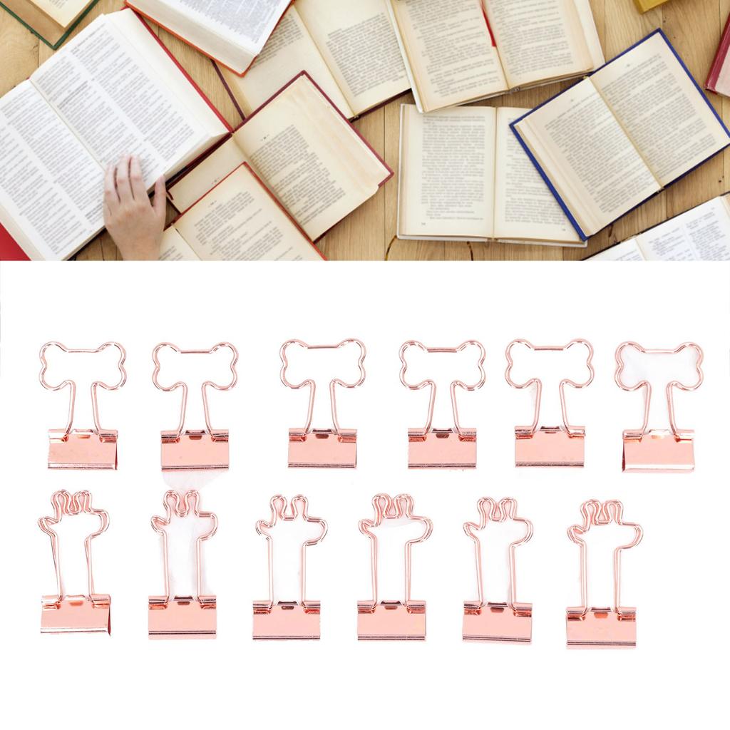 30 Pcs Binder Clips Powerful Clamping Force Deer Bone Shapes Handle Rose Gold Paper Clamp with Storage Box for School Office