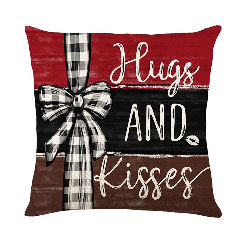 New Valentine's Day Pillow Case Linen Love Letter Double-Side Print PP Cotton Bedroom Sofa Pillow Case