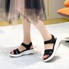 Fashion Summer Women Black Sandals Rhinestone Round Toe Hook Sewing Thread Light Luxury Fashion Water Diamond Sport Causal Shoes