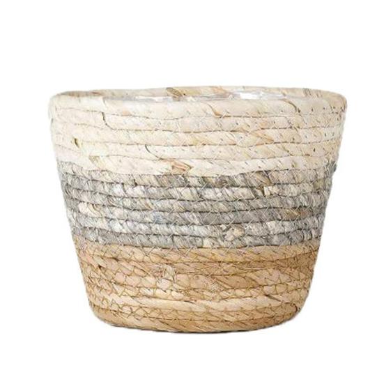 Solid Construction Large Capacity Straw Planter DIY Handmade Woven Flower Pot Storage Basket Gardening Supplies