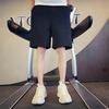 Summer Thin Fashion Korean Trend Versatile Elastic Shorts Men Pockets Straight Loose Versatile Solid Waffle Knee Length Pants
