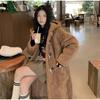 Mid Length Korean Thick Overcoat Cowhorn Button Loose Coat Winter Warm Female Fleece Hoodies Jacket Woman Lamb Wool Coats