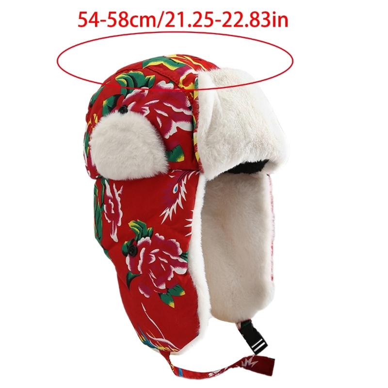 Ethnic Warm Hat Trapper Hat Stylish Floral Caps Warm Hat Ushanka Hat for Outdoor Winter Mask for Skiing Camping Hiking