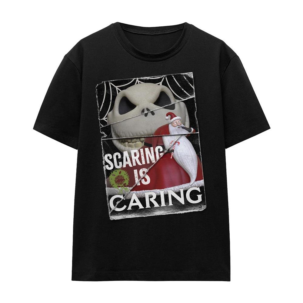 The Nightmare Before Christmas Scaring is Caring 100% Cotton T-shirt Mens Tees Top S-2XL, Black XL