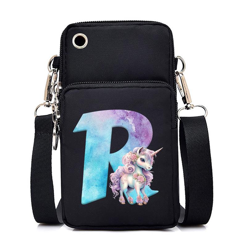 Sac de téléphone portable à imprimé lettre Licorne Léger à transporter Sac bandoulière multifonction
