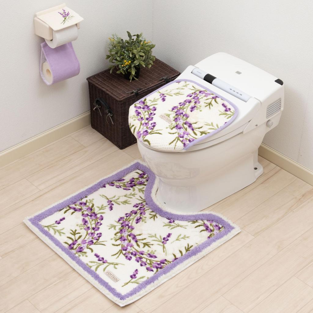 Senko Lavender Toilet Lid Cover with Adhesive Compatible with Regular and Cleaning Purple Floral Antibacterial and Odor Made in Product Number 32690