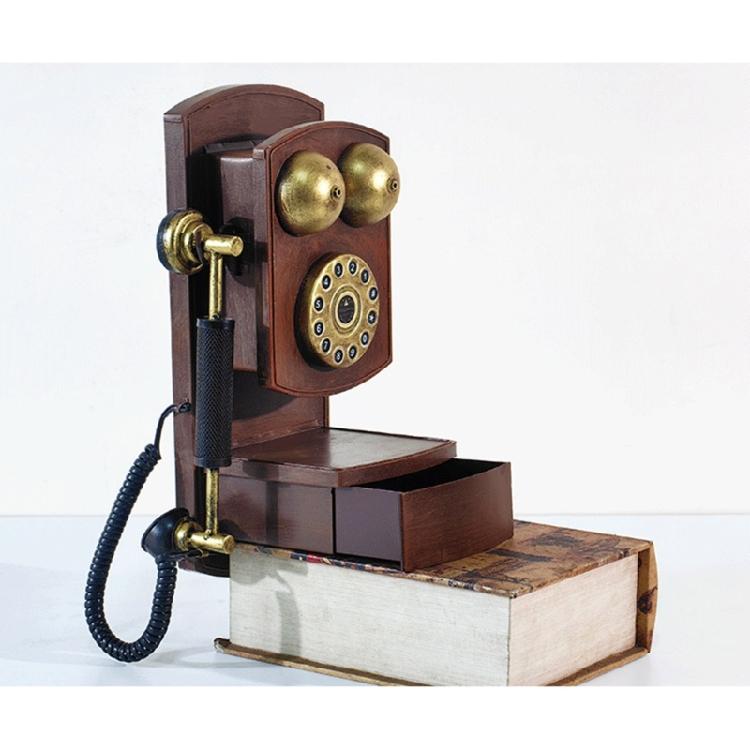 Drehwahlschalter Telefon Antikes Festnetztelefon mit Aufbewahrungsbox Wanddekorationen für Home Office Retro Kreatives Telefonmodell