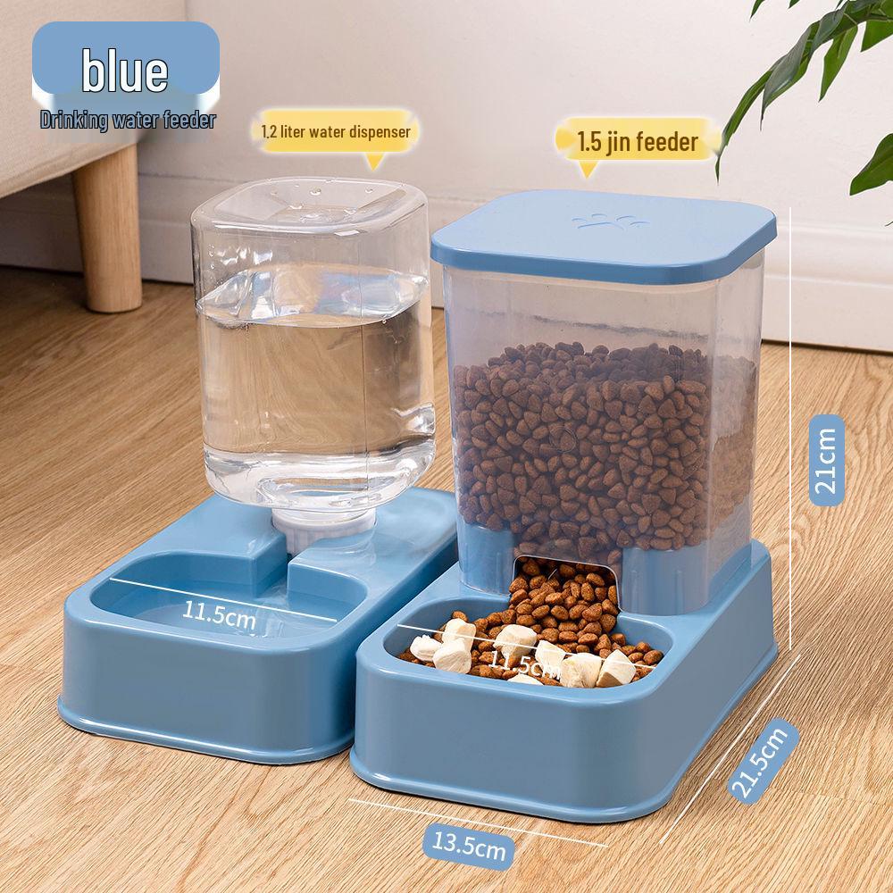 Automatischer Trinkbrunnen für Katzen und Hunde mit Doppelnapf-Futterspender