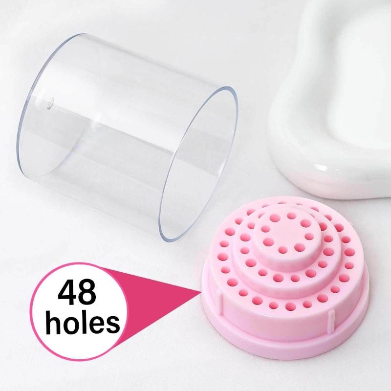 48 Hole Nail Drill Bit Holder Storage Case For Manicure Tools ABS Organizer Box
