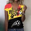 Women's V-Neck Lightweight Top Spring Summer Soccer Print Blouse