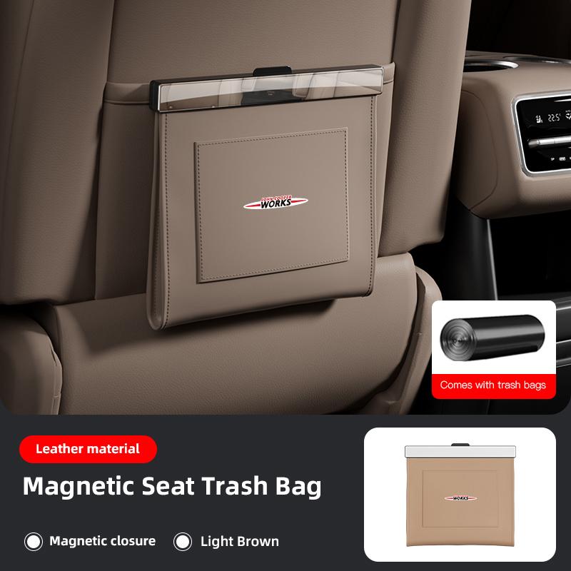 Key Chain Car Garbage Bag Waterproof Magnetic Trash Can Back Seat PU Leather Storage Box For Mini One JCW F54 F55 F56 F57F60 R55 x5