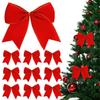 12Pcs Red Velvet Bows Christmas Tree Decorations, 6 Inch Xmas Ornaments for Tree Home Party Front Door Wreath Holiday Indoor In