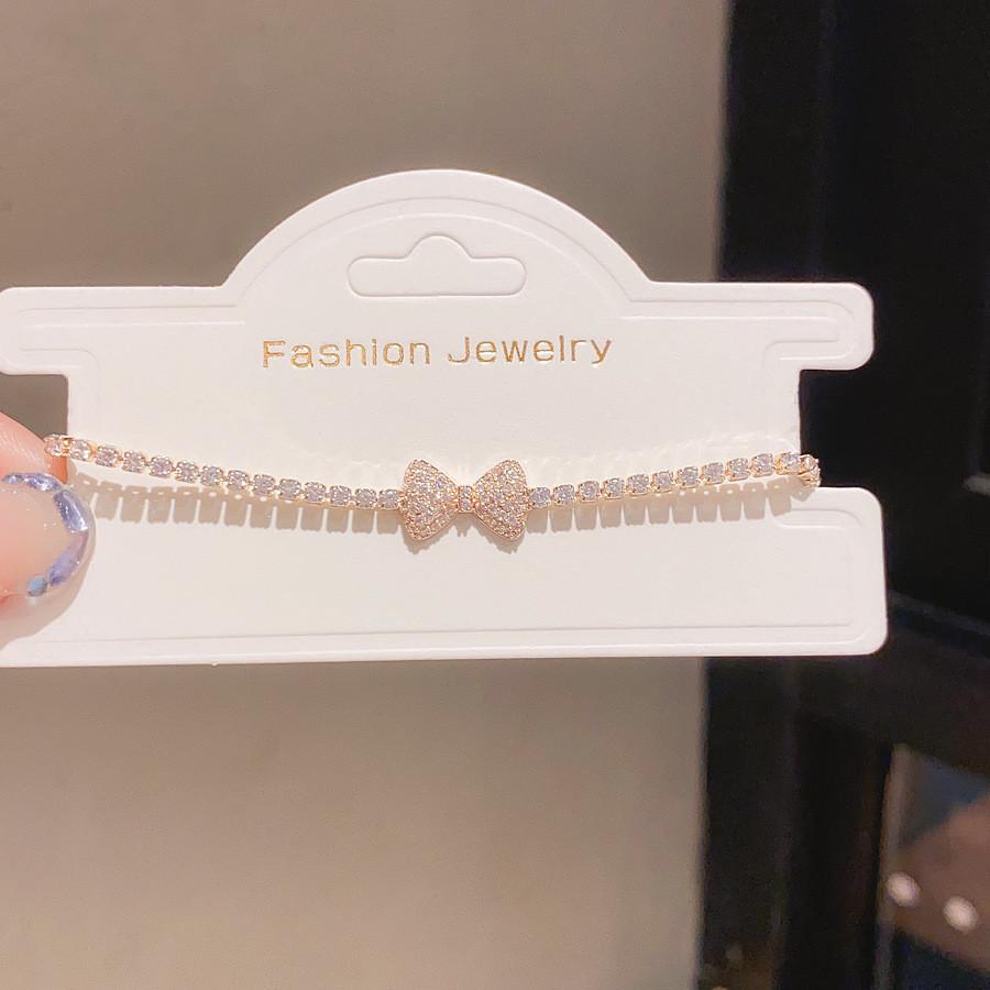 Light Luxury Zircon Butterfly Bow Cuff Bracelet For Womens Fashion золотой