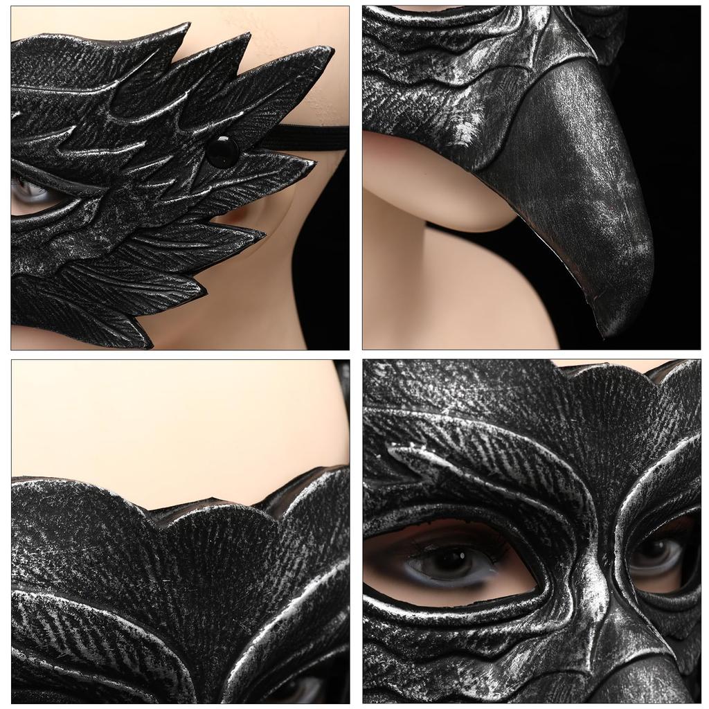 Halloween Krähenmaske Adler Vogel Halbgesichts-Maskerade Maske Tier Rabe Cosplay Kostüm Requisiten Erwachsene Frauen Männer