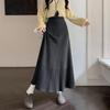 High Waist Autumn/Winter Pleated A-line Knit Skirt with Slimming Design