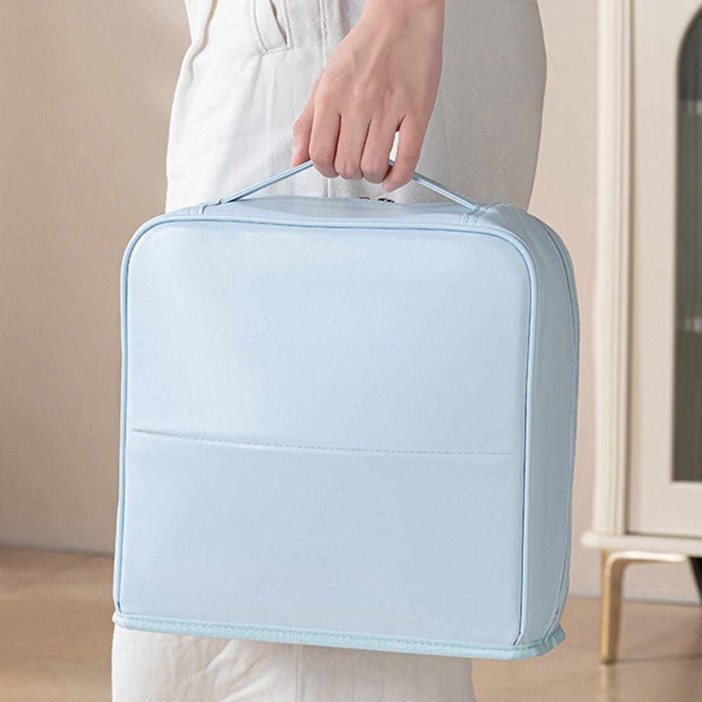 Bolsa de Maquillaje Portátil de Cuero PU con Soporte Gran Capacidad Impermeable con Compartimentos Estuche para Bolígrafos de Estudiante para Viajes