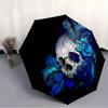 1pc Skull Roses Automatic Folding Umbrella Portable Collapsible Design, 8-Rib Iron Frame, Durable Fabric, All-Season Casual Outdoor 167