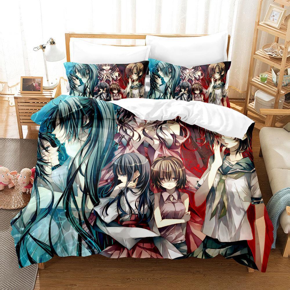 Game Higurashi When They Cry Bedding Set Single Twin Full Queen King Size Bed Set Adult Kid Bedroom Duvetcover Sets Home Textile