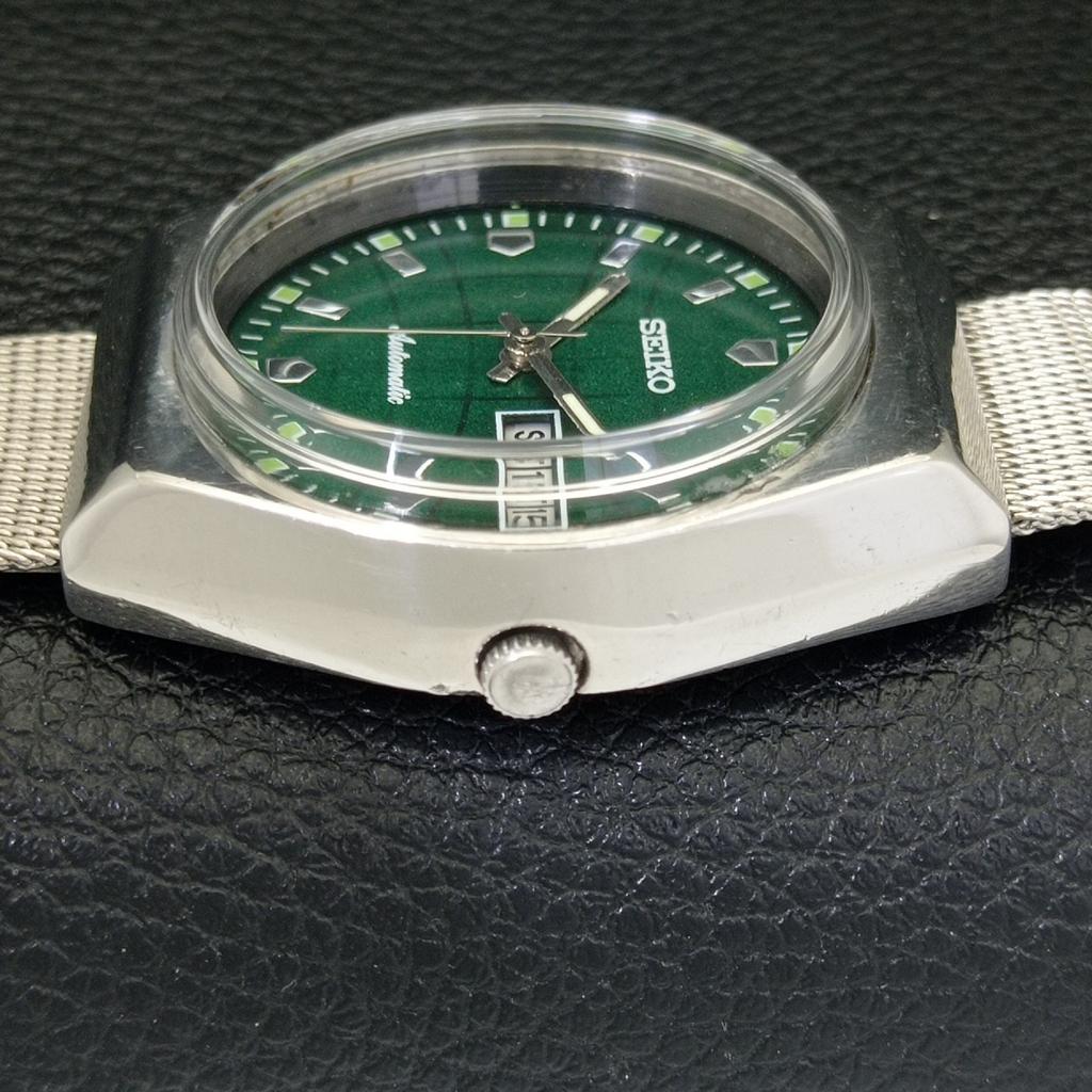 VINTAGE SEIKO AUTOMATIC 6309A JAPAN MENS GREEN COLOR DIAL WATCH A701641-5 R206c-a701641