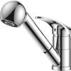 Kitchen Faucet Polished Chrome, Stainless Steel Sink Fittings with Shower, Single Lever Mixer Kitchen Fittings, 360° Rotatable Mixer Battery Kitchen
