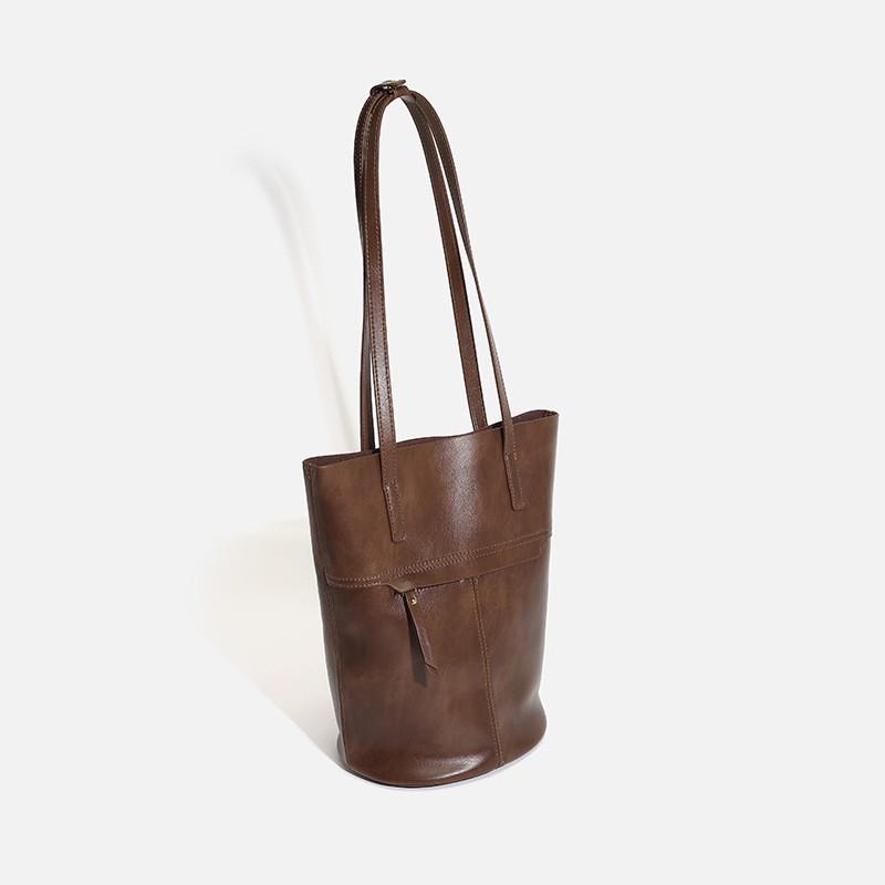 

2025 New Niche Lazy Wind Bucket Bag Large Capacity Mailard One-shoulder Underarm Tote