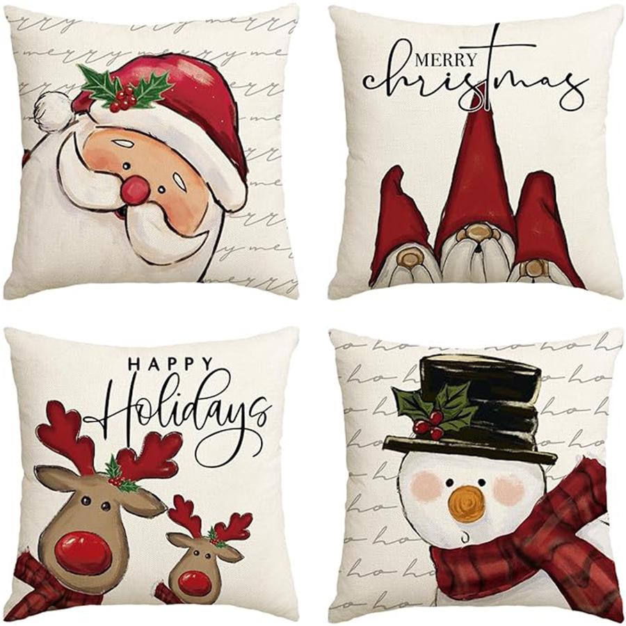 New Christmas Linen Pillowcase Cover - Home Decor Cushion