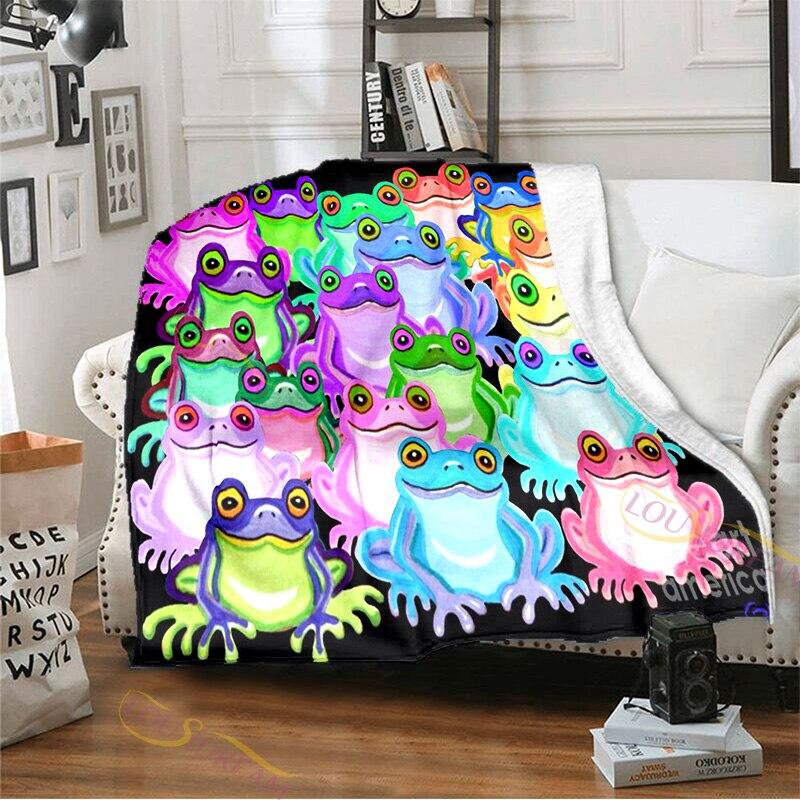 Frog Cozy Sofa Leisure Carpet Single Tapestry Sofa Blanket Throw Blankets Flannel Blankets for Couch Bed Living Room