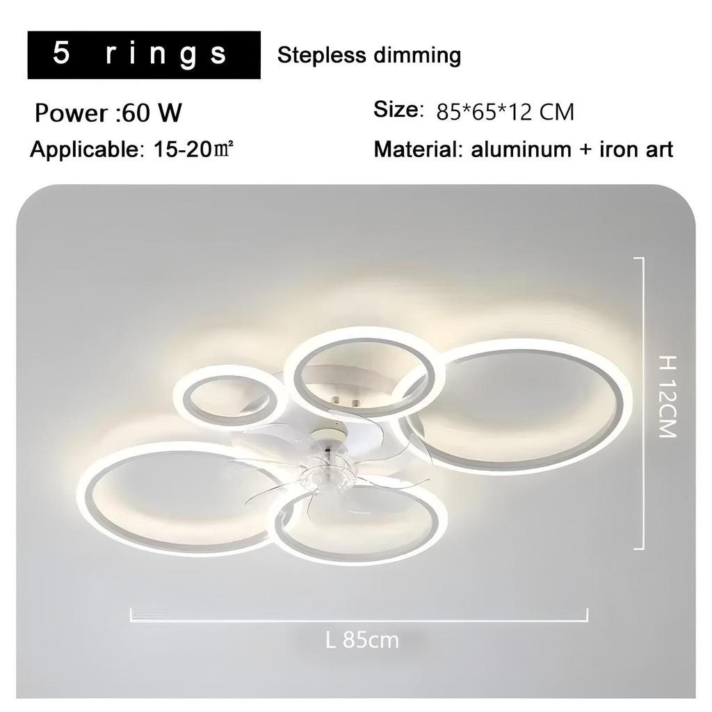 White Minimalist Modern Ceiling Fan with Light for Living Room or Bedroom