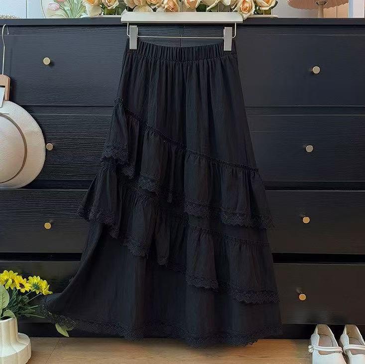 Women's Spring Sweet Multi-Layered Ruffle Skirt - Elastic Waist, Slimming, Versatile