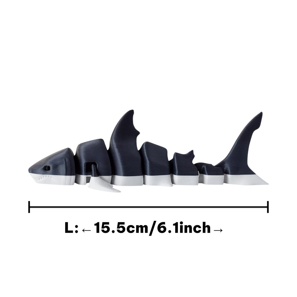 Grey Shark 3D Printed Toys Body Joints Movable Simulation Marine Animals Shark Model Children Cognitive Toys Desktop Decoration