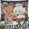 "Panda and Bear Movie Night Fun" Pattern Wall Hanging Tapestry Decorative Tapestry Home Decor for Bedroom and Living Room