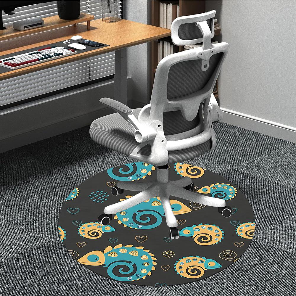 1pc Chameleon Pattern Office Round Area Rug, Indoor Mat Suitable For Office, Under Office Chairs Bedroom Living Room Home Decor, Room Deco
