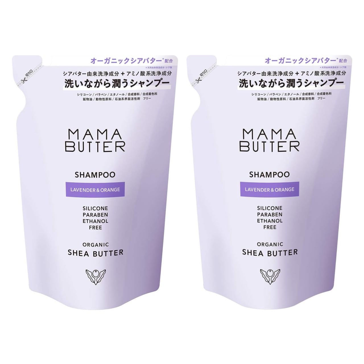 

[Set Sale] MAMA BUTTER Additive-Free Silicone-Free Shampoo (Refill) [Contains Shea Butter] Lavender & Orange 400ml (x 2)