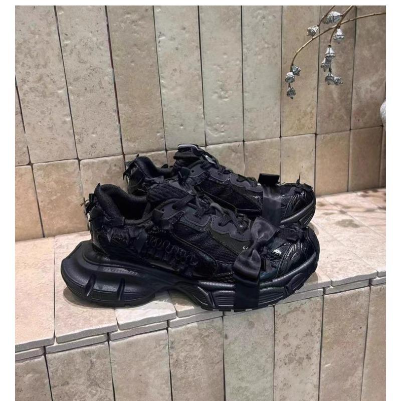 

Кружевной бант папины кроссовки женские новые универсальные старые толстоподошвенные увеличивающие рост повседневные спортивные туфли 35 чёрный