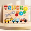 Wooden Educational Pull-Along Toy Car with Shape Matching and Colorful Geometric Blocks