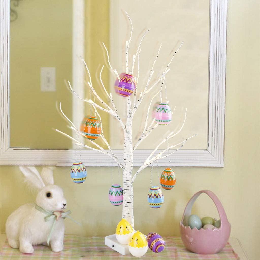 60cm Easter LED Birch Light Tree Decorations For Home Table Easter Egg Ornament Hanging Organic Tree Happy Easter Party Supplies