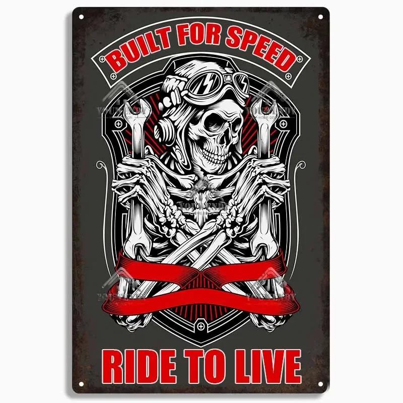 DORA Tin Sign Born To Ride Motorcycle Tin Signs Retro Metal Sign Plaque Vintage Wall Decor Garage Bar Man Cave Decorative Plate