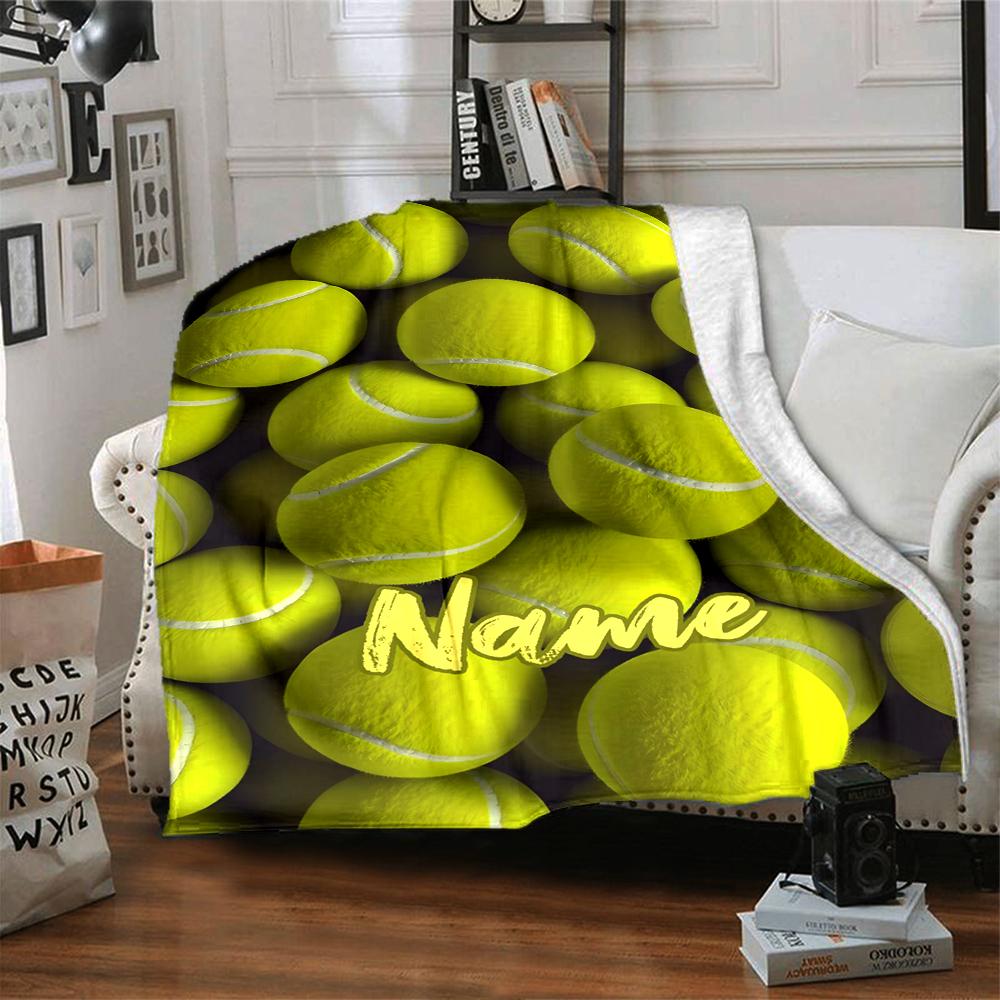 Custom Name Tennis Theme Printed Blanket - Perfect for Couch, Bed, Travel & Outdoor Use | Machine Washable, Cozy & Durable.