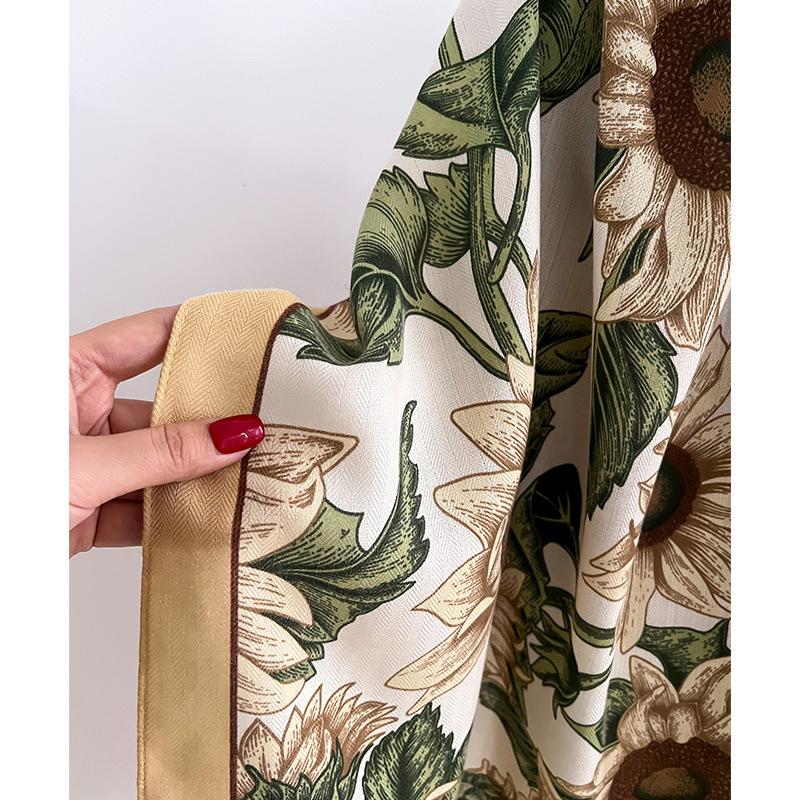Sunflower Floral Print Women's Scarf Shawl Wrap Lightweight Cashmere feel Large scarves