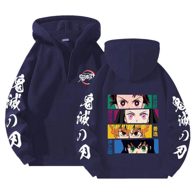 Unisex Bluza z Kapturem Anime Zapinana na Zamek Luźny Krój Długi Rękaw Bluza Jesienna Codzienna