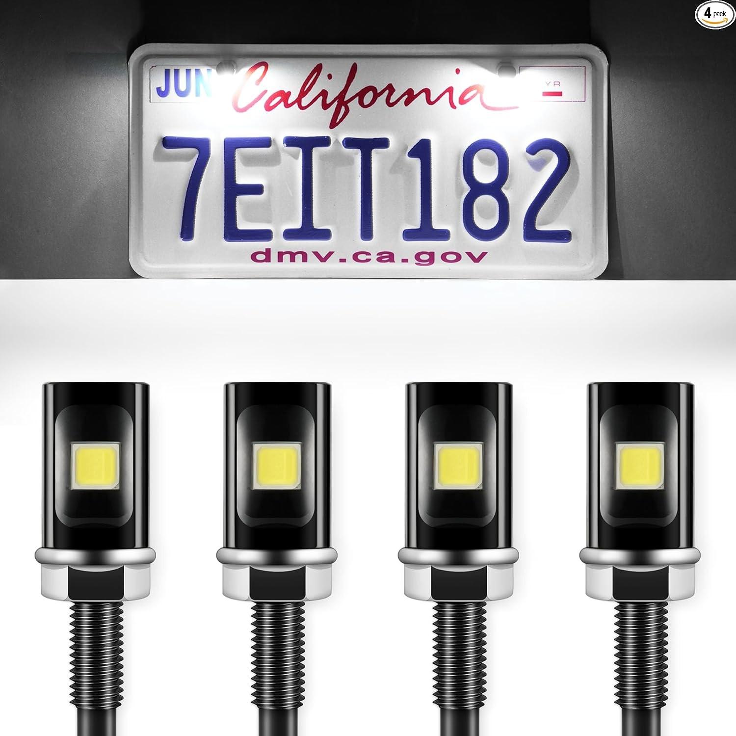 Super Bright License Plate Light, 12V License Tag Screw Bolt -Xenon White