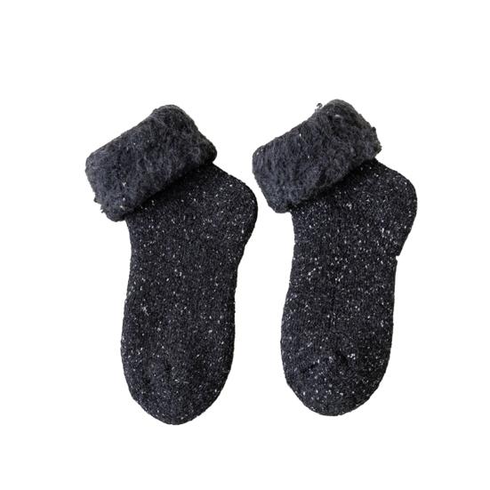 

1 Pair More Thicken Warm Keeping Women Socks Wool Blend Practical Good Woven Winter Socks for Daily Wear чёрный
