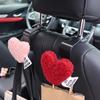 2/1pcs Car Seat Back Hooks Plush Love Heart Car Hook Multifunctional Auto Seat Headrest Hanging Storage Hook Handbag Hooks