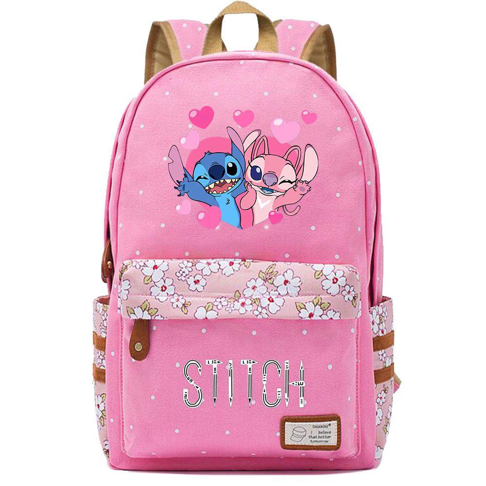 Lilo Stitch Backpack In Pink Or Blue Perfect For School Or Travel Made From High-quality Oxford Cloth