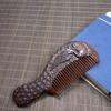 Chinese Antique Vintage Wood Carving Rosewood Comb Peacock Statue Wooden Art