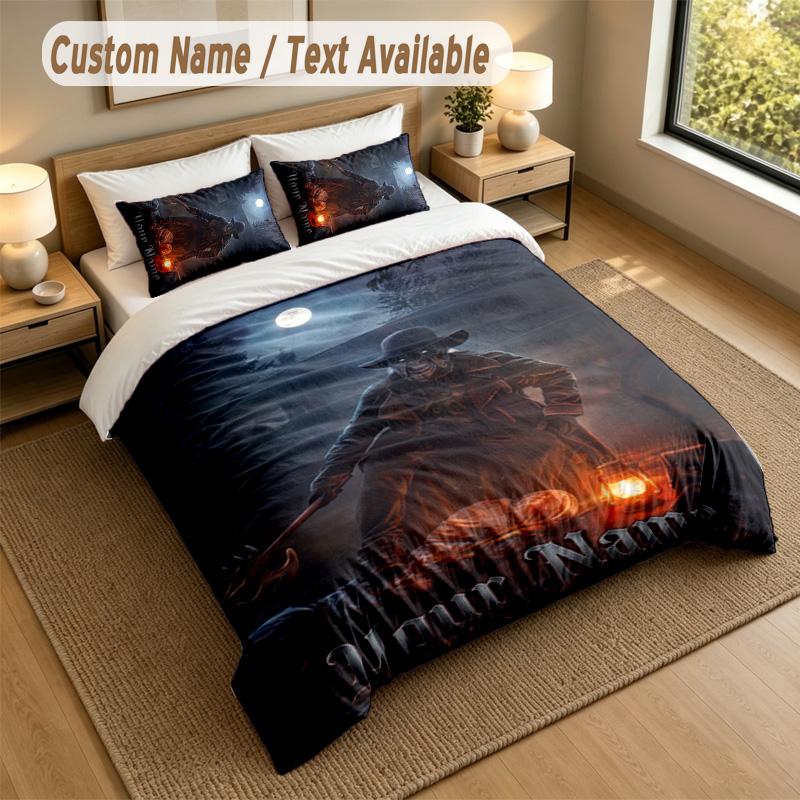 3Pcs Bedding Set Custom Name Text, 1 Sheet 2 Pillowcases Home Bed DecorJeepers Creepers The Creeper