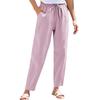 Foreign trade new women's clothing summer pants casual loose drawstring solid color elastic waist cotton and linen women's nine-point pants