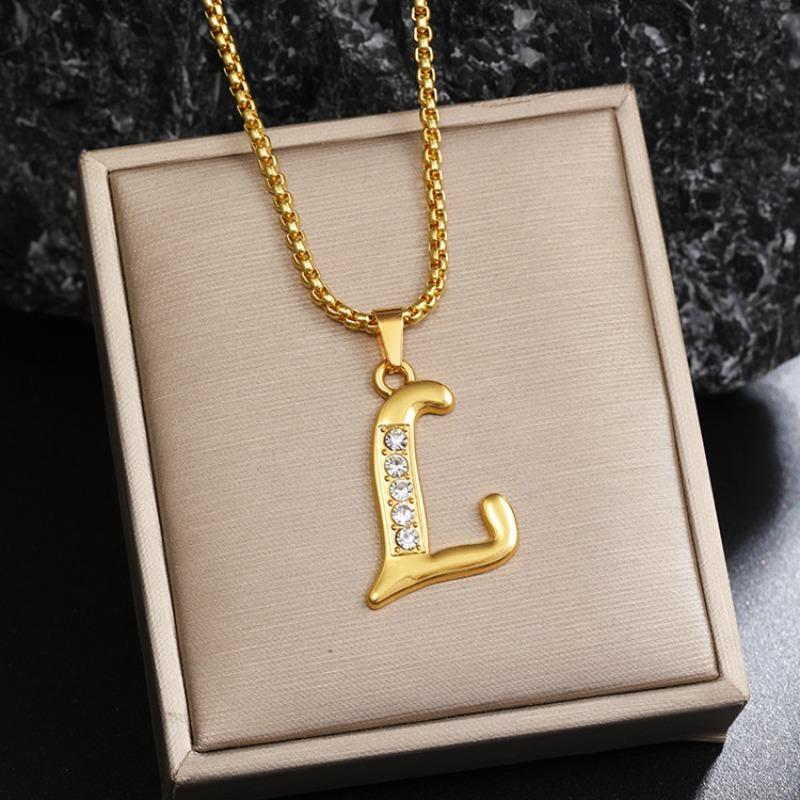 Nový 26 diamantový náhrdelník s anglickými písmeny pro muže a ženy, trendy a kreativní náhrdelník s přívěskem osázeným diamanty